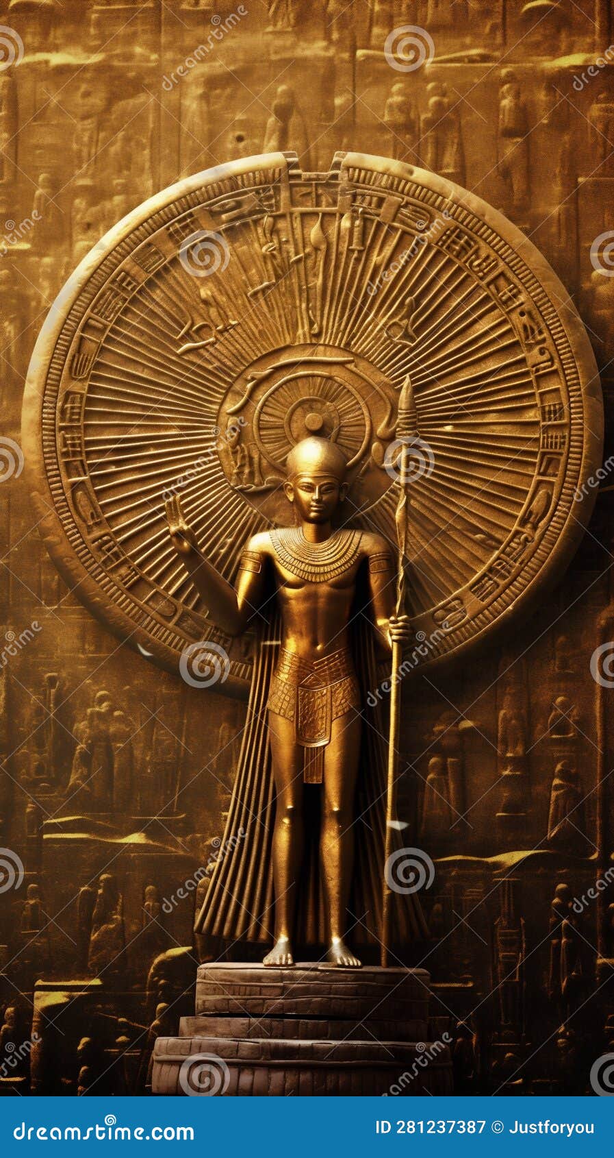 Ancient Egyptian Sun God Ra with Golden Disk Above His Head. Generative ...