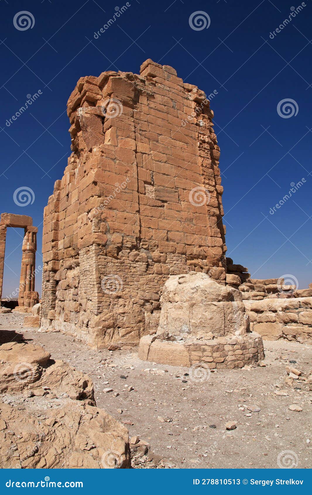 ancient egyptian temple of tutankhamun on soleb island, sudan, nubia