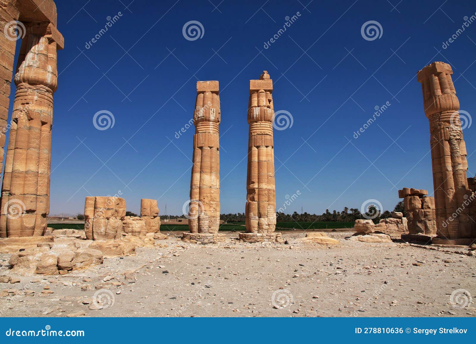 ancient egyptian temple of tutankhamun on soleb island, sudan, nubia