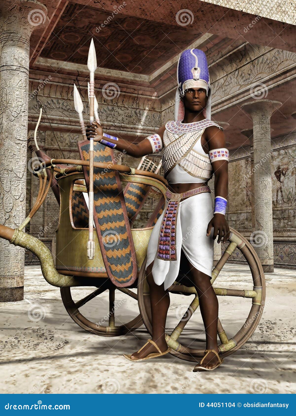 ancient egyptian warrior with a chariot