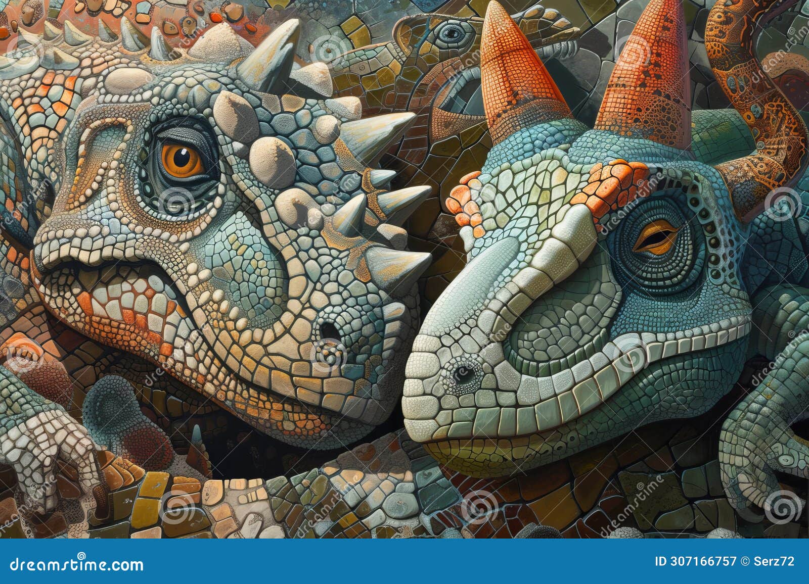 An Ancient Extinct Animal Dinosaur in an Ancient Forest Stock Image ...