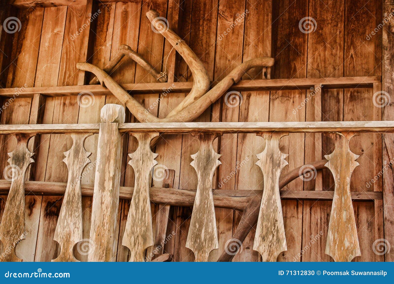 Ancient Farm Tools Hanging on the Wall. Stock Photo Image of antique