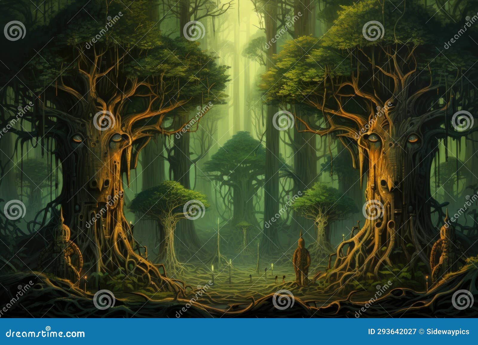 ancient forest guardians, towering tree ents with deep-rooted wisdom - generative ai