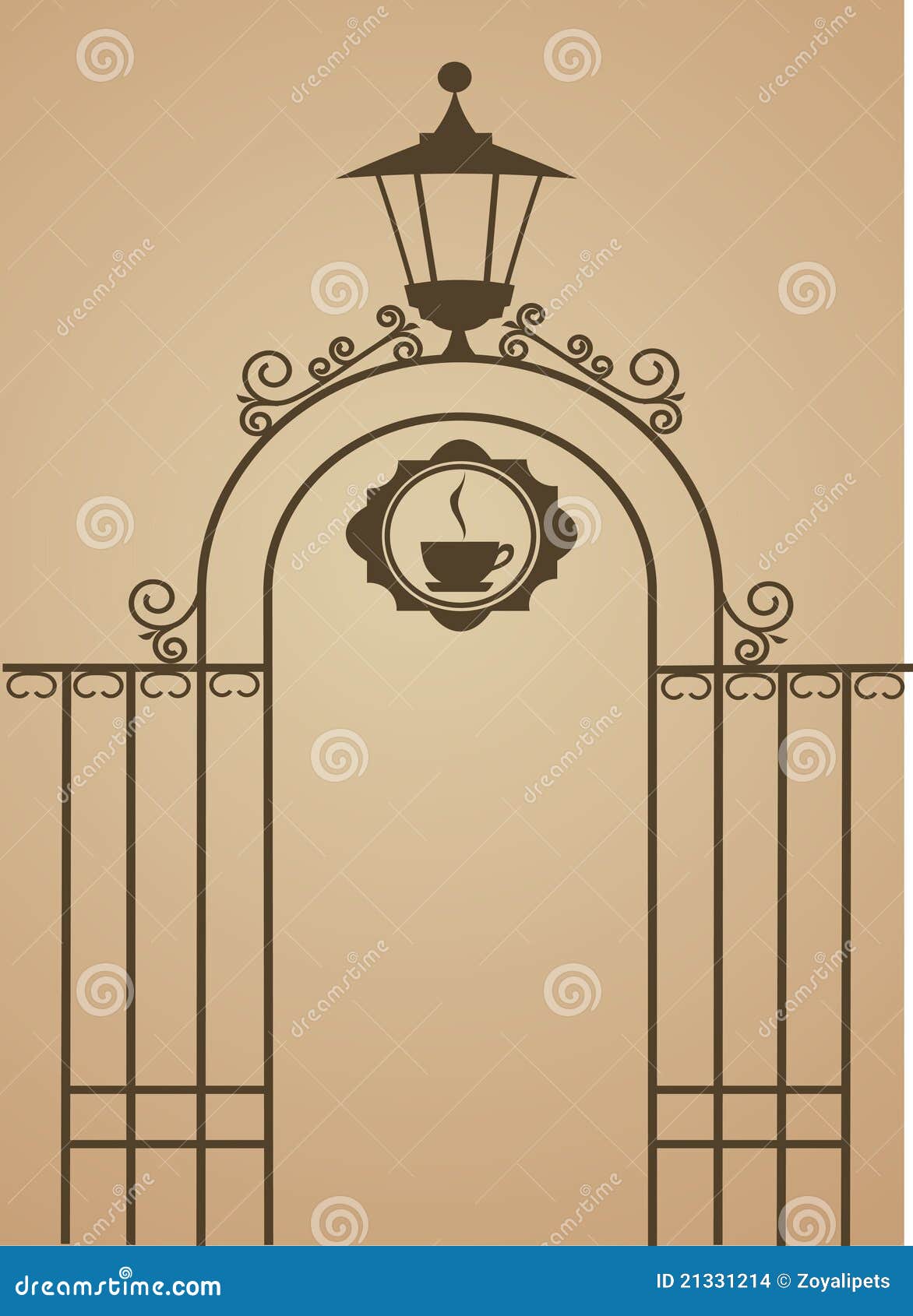 Ancient Gate of Restaurant or Bar Stock Vector Illustration of