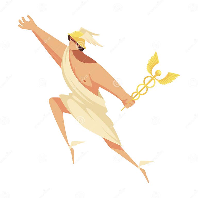 Ancient God Hermes Composition Stock Vector - Illustration of symbol ...