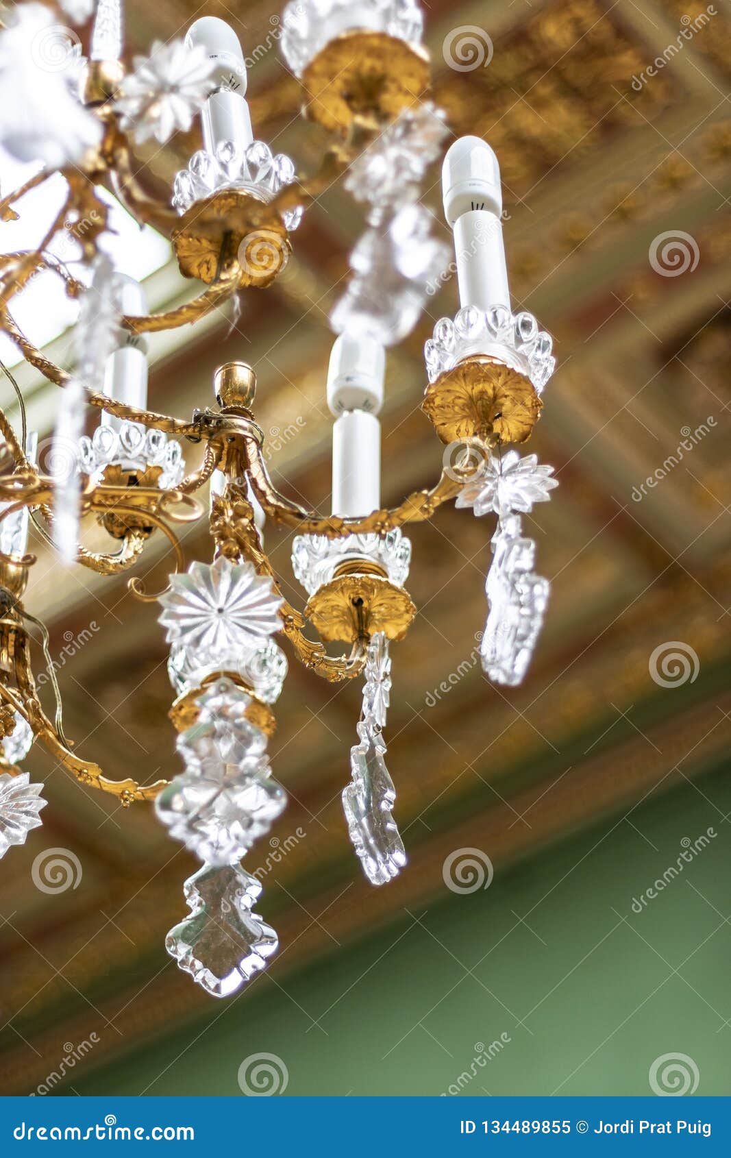 Ancient Gold and Crystal Lamp Close Up Stock Image Image of heritage