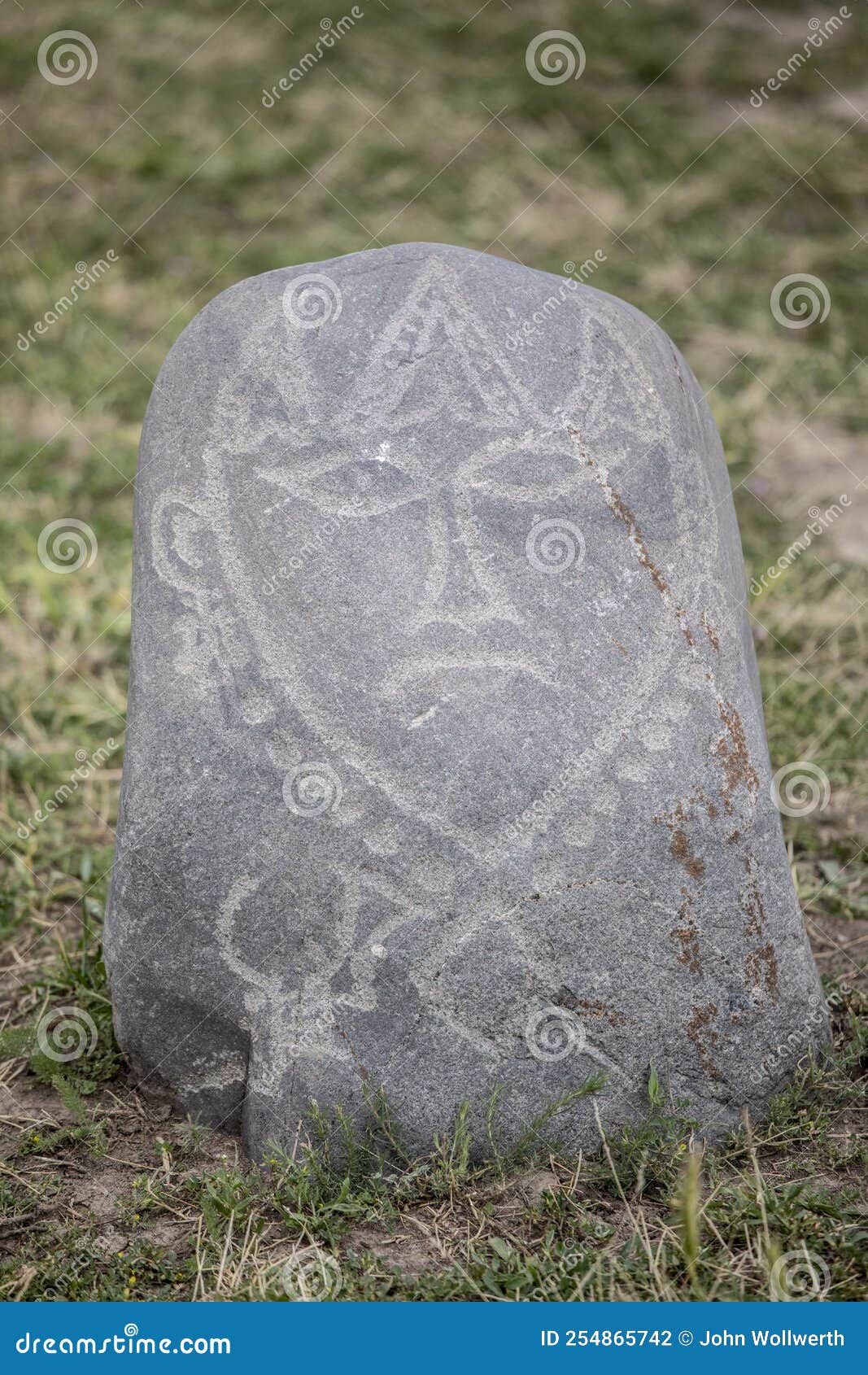 ancient grave markers carved by nestorian christians near burana tower in kyrgyzstan