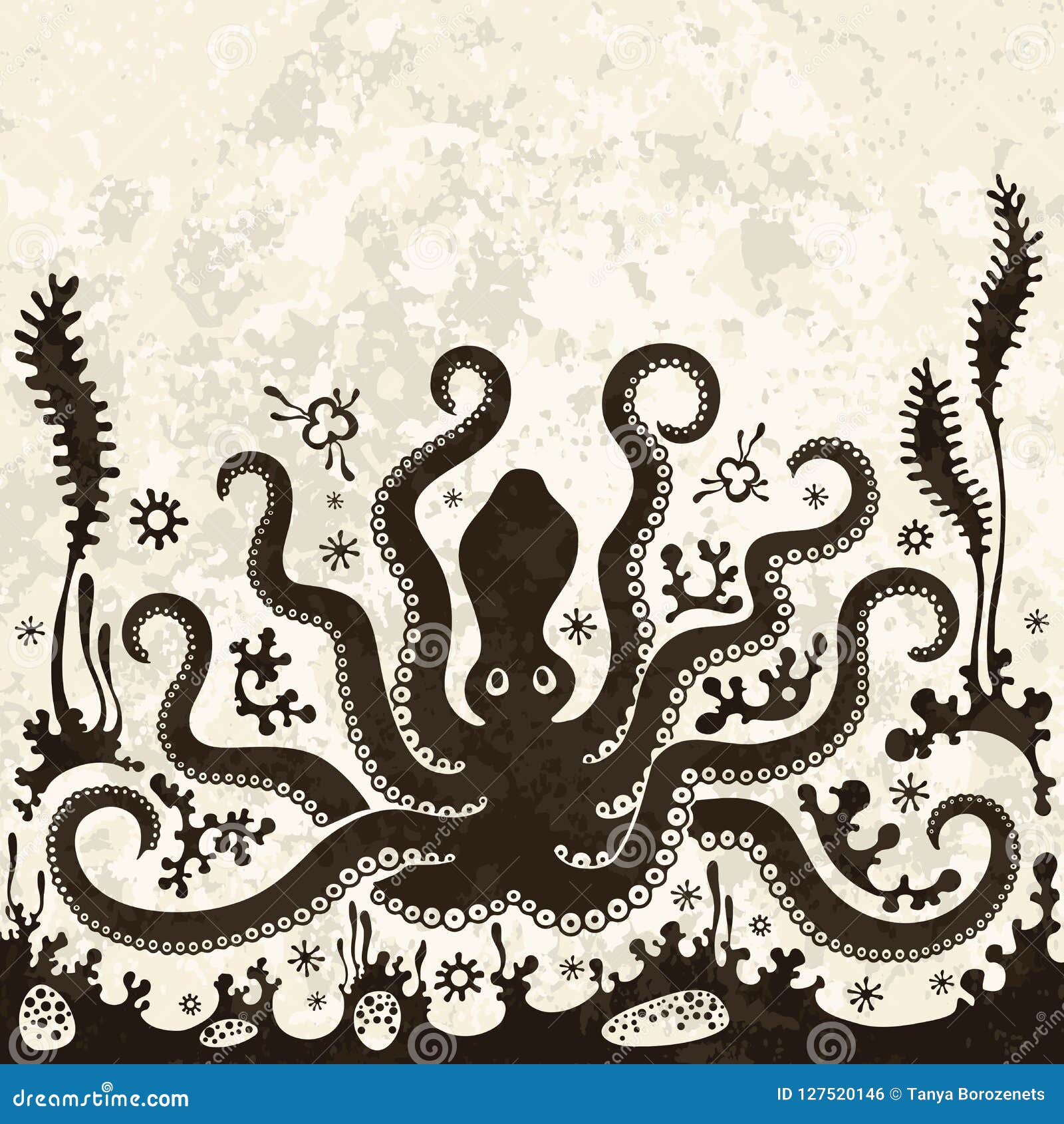 Ancient Greece Mythology.Black Figure Pottery.Octopus Stock Vector