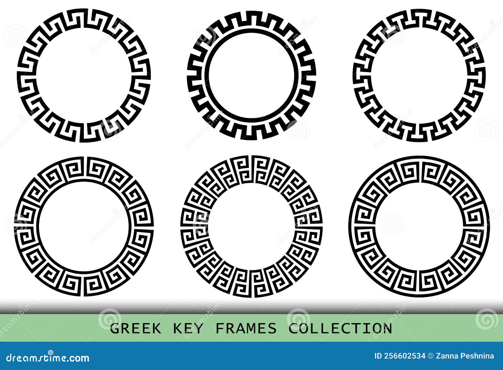 Ancient Greek Black Frames Patterns, Set of Antique Borders from Greece