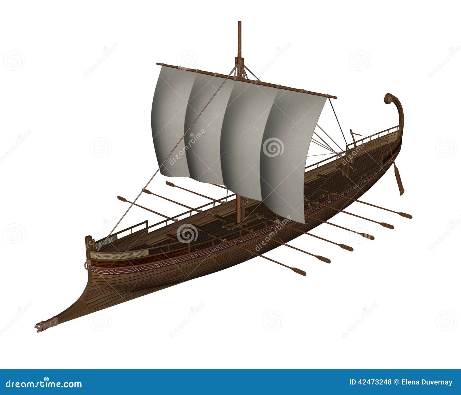 Ancient Greek Boat - 3D Render Stock Illustration - Image ...