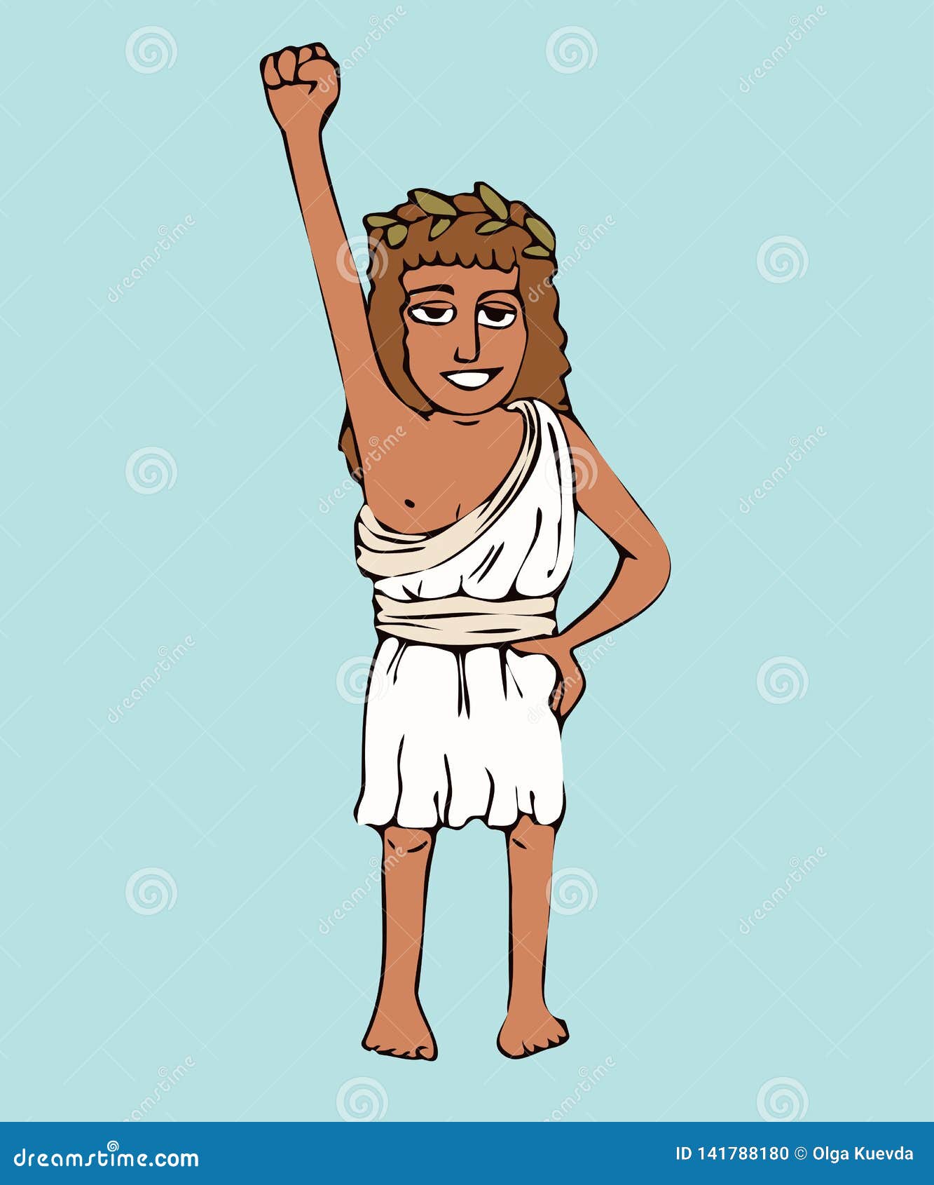 ancient greek girl athlete in olive wreath and short chiton