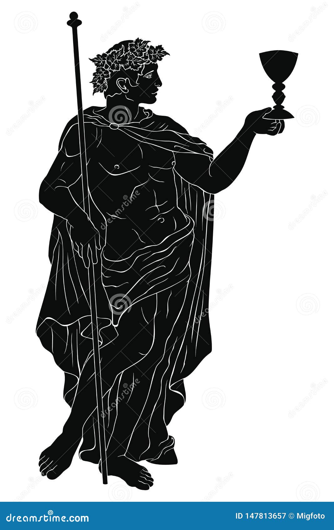 ancient greek god dionysus glass rod vector image isolated white background ancient greek god dionysus 147813657