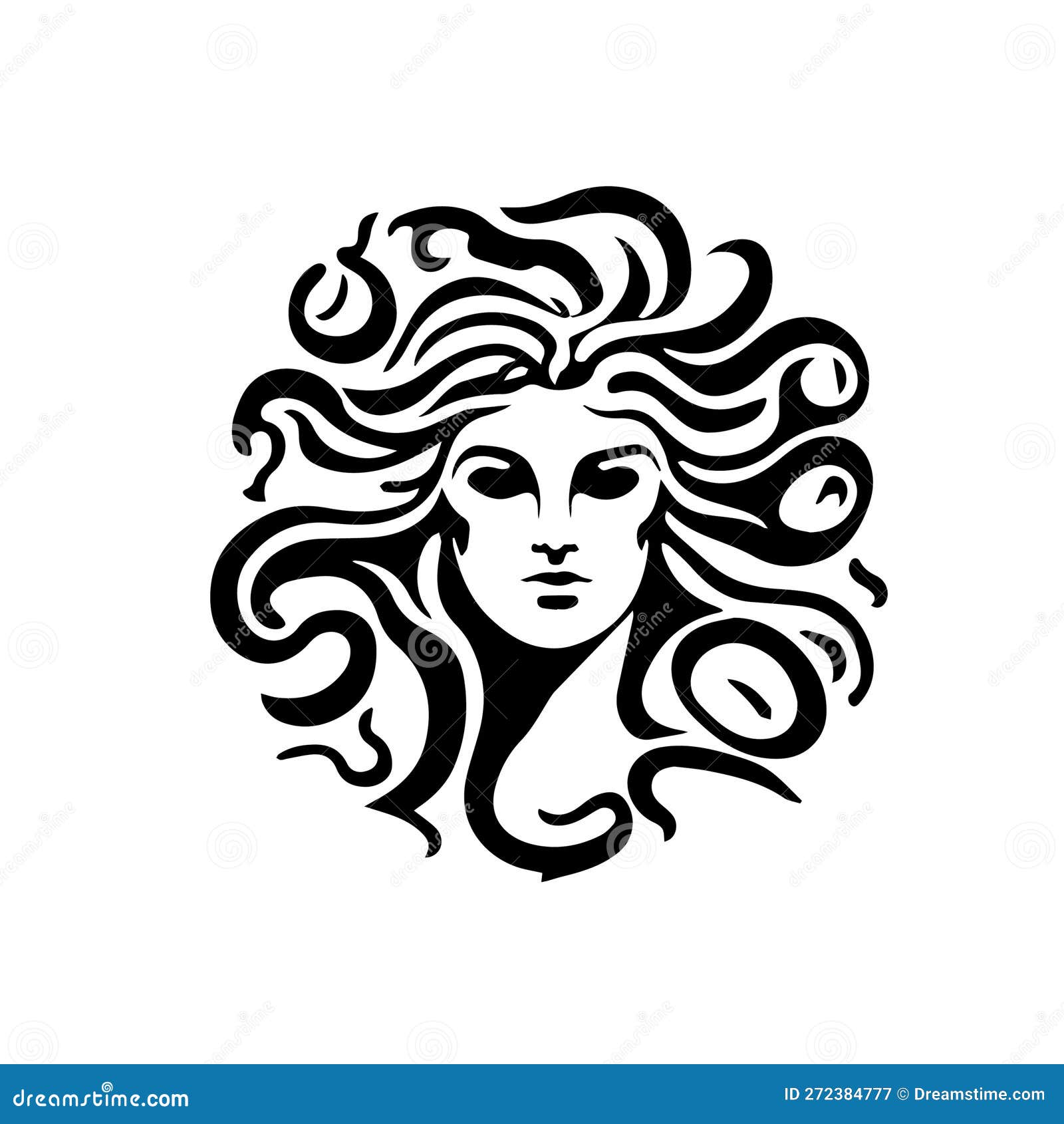Ancient Greek Gorgon Medusa, Woman Head Logo. Vector Illustration of ...