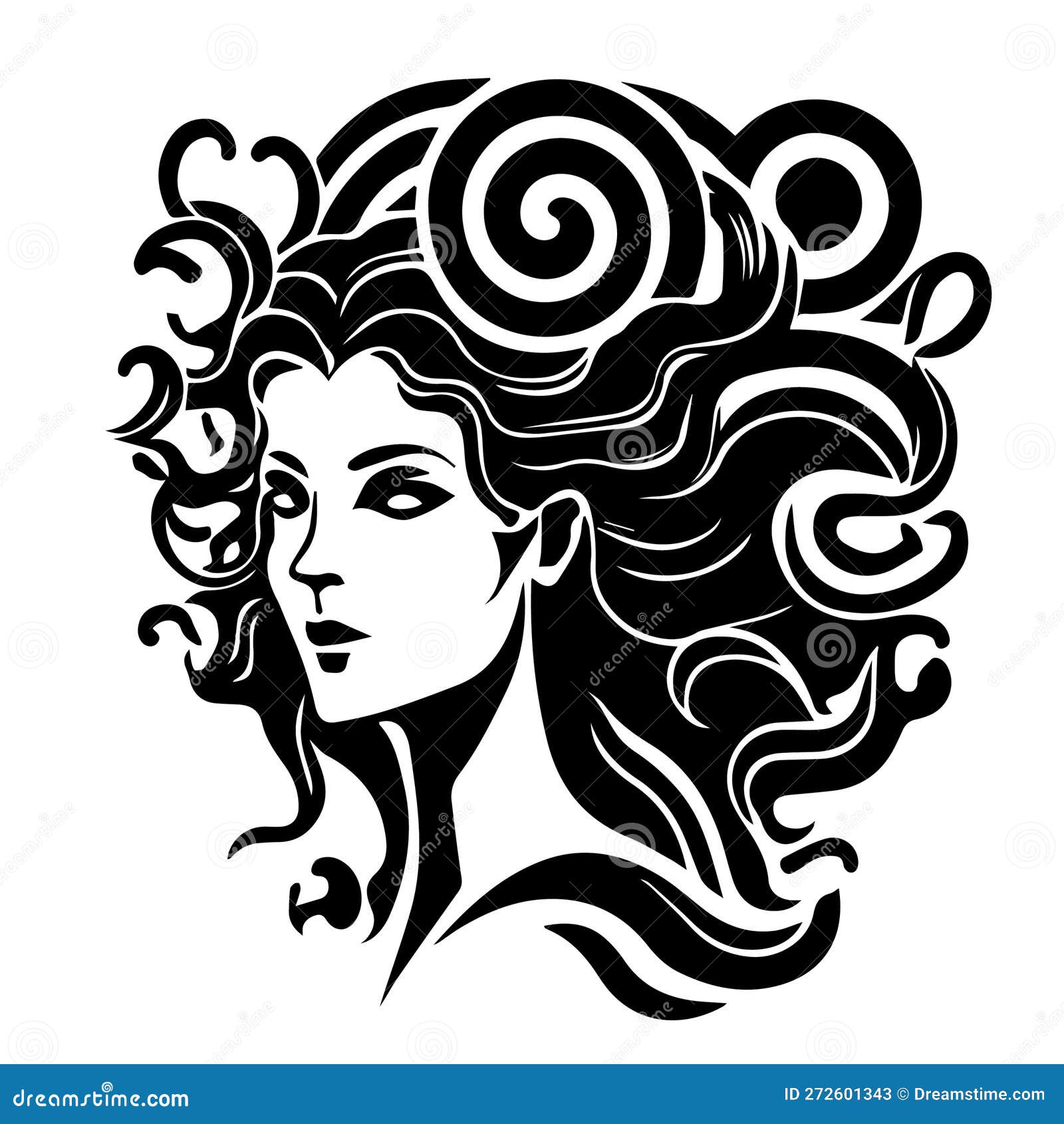 Ancient Greek Gorgon Medusa, Woman Head Logo. Vector Illustration of ...