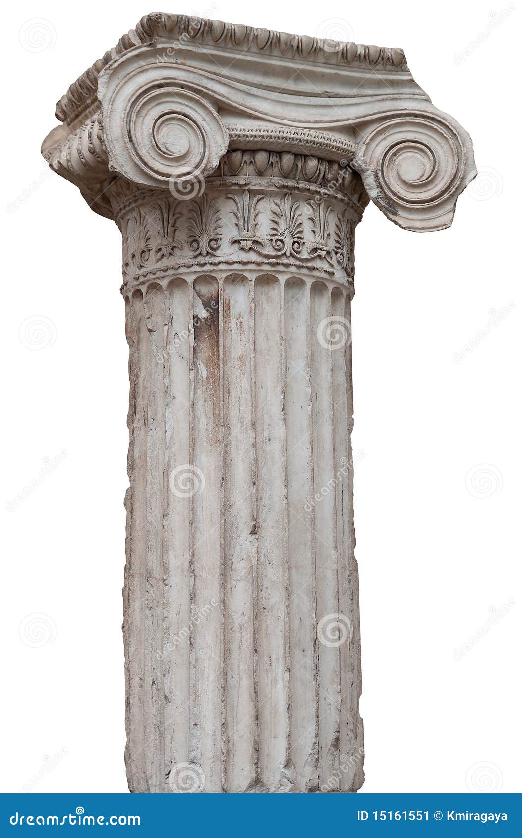 ancient greek ionic column  on white