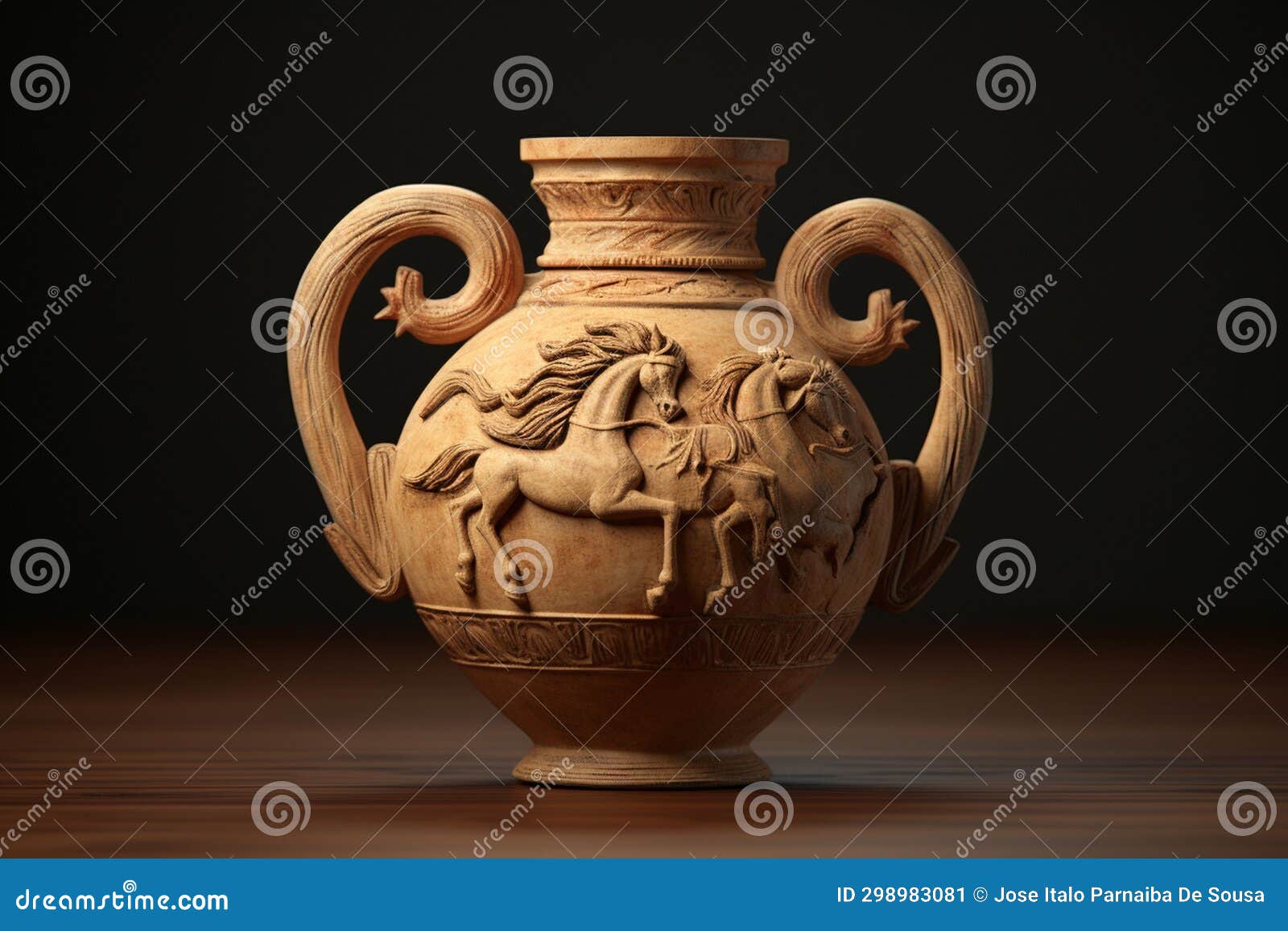 ancient greek pottery featuring mythical hippocamp