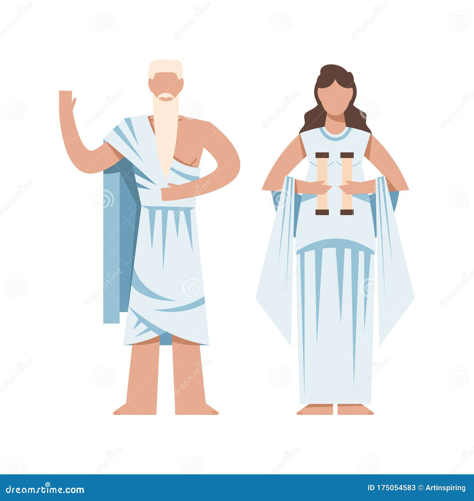 Ancient Greek Priest with Torch, Funny Vector Cartoon Character ...