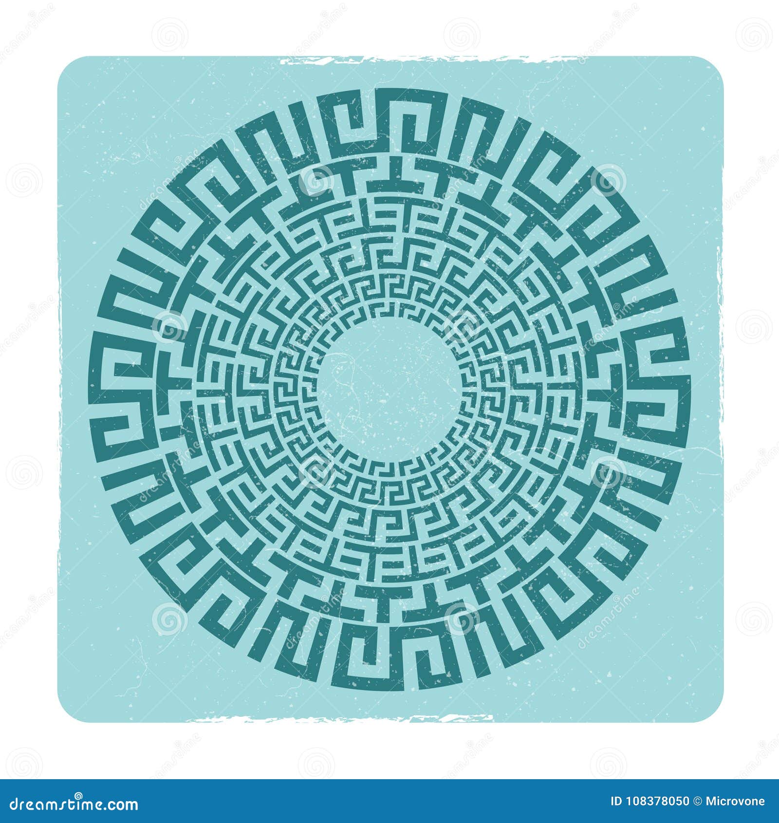 ancient greek round meander key emblem