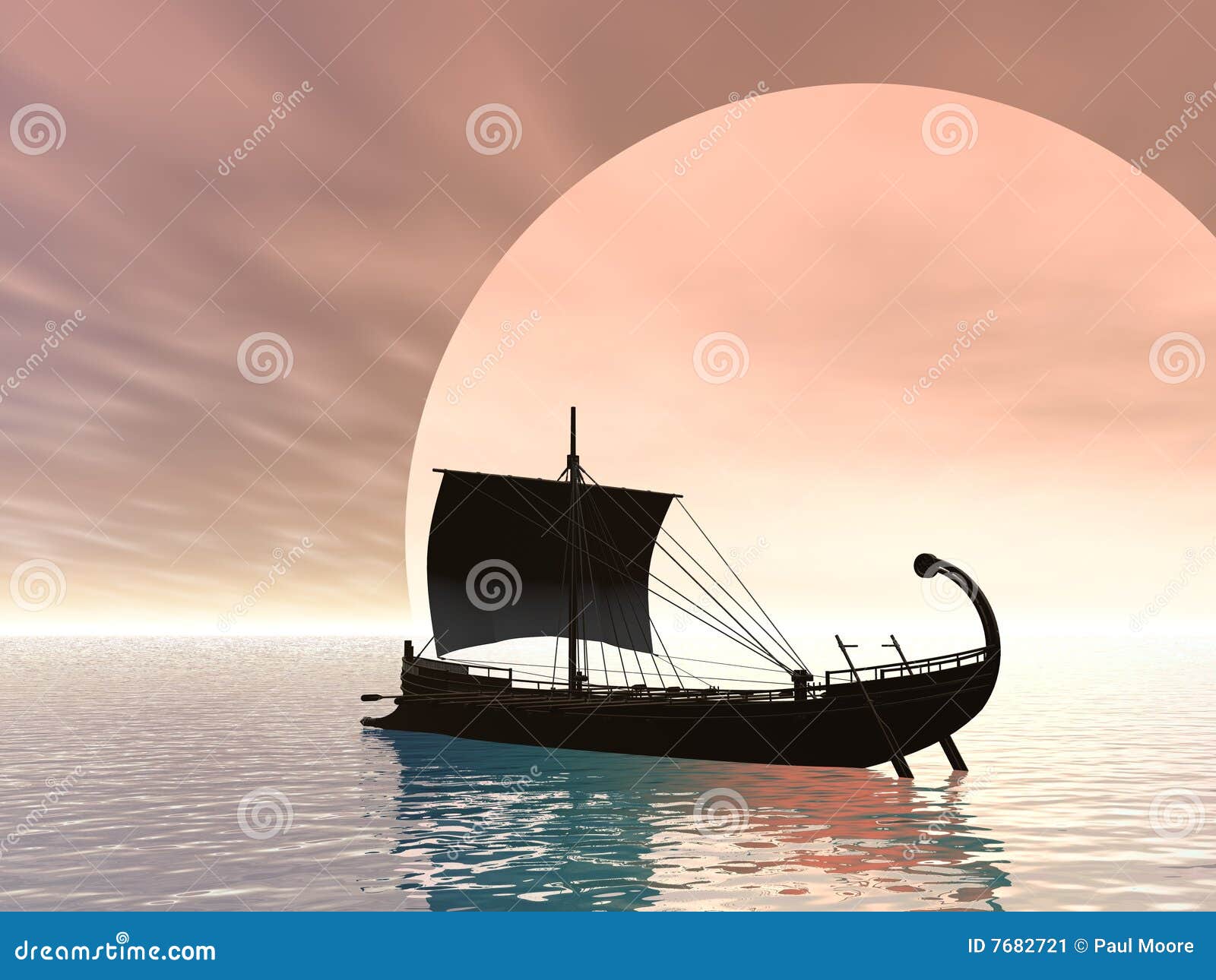 Ancient Greek Ship stock illustration. Illustration of trade - 7682721