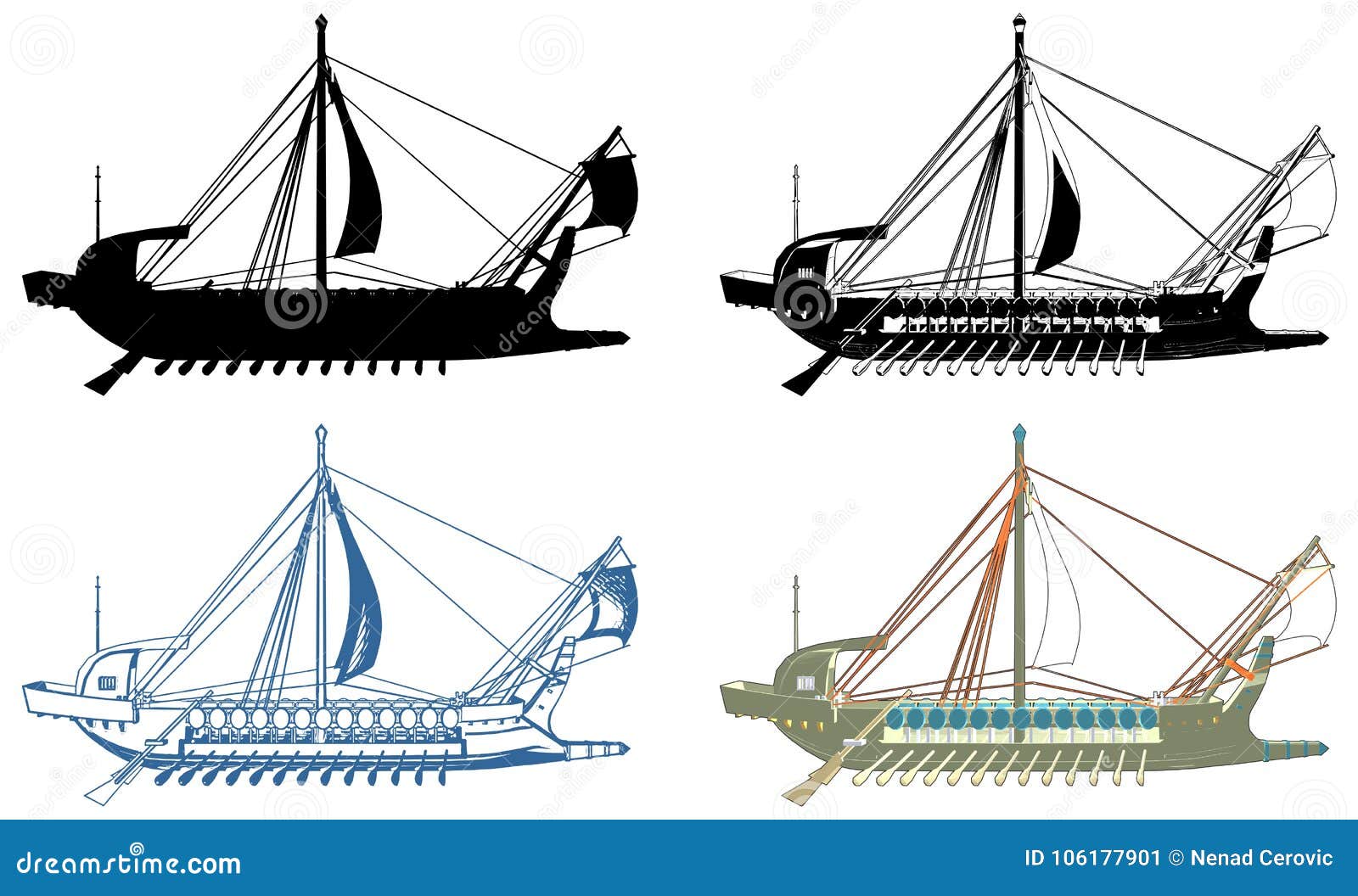 The Ancient Greek Ship Illustration Isolated Vector Stock Vector