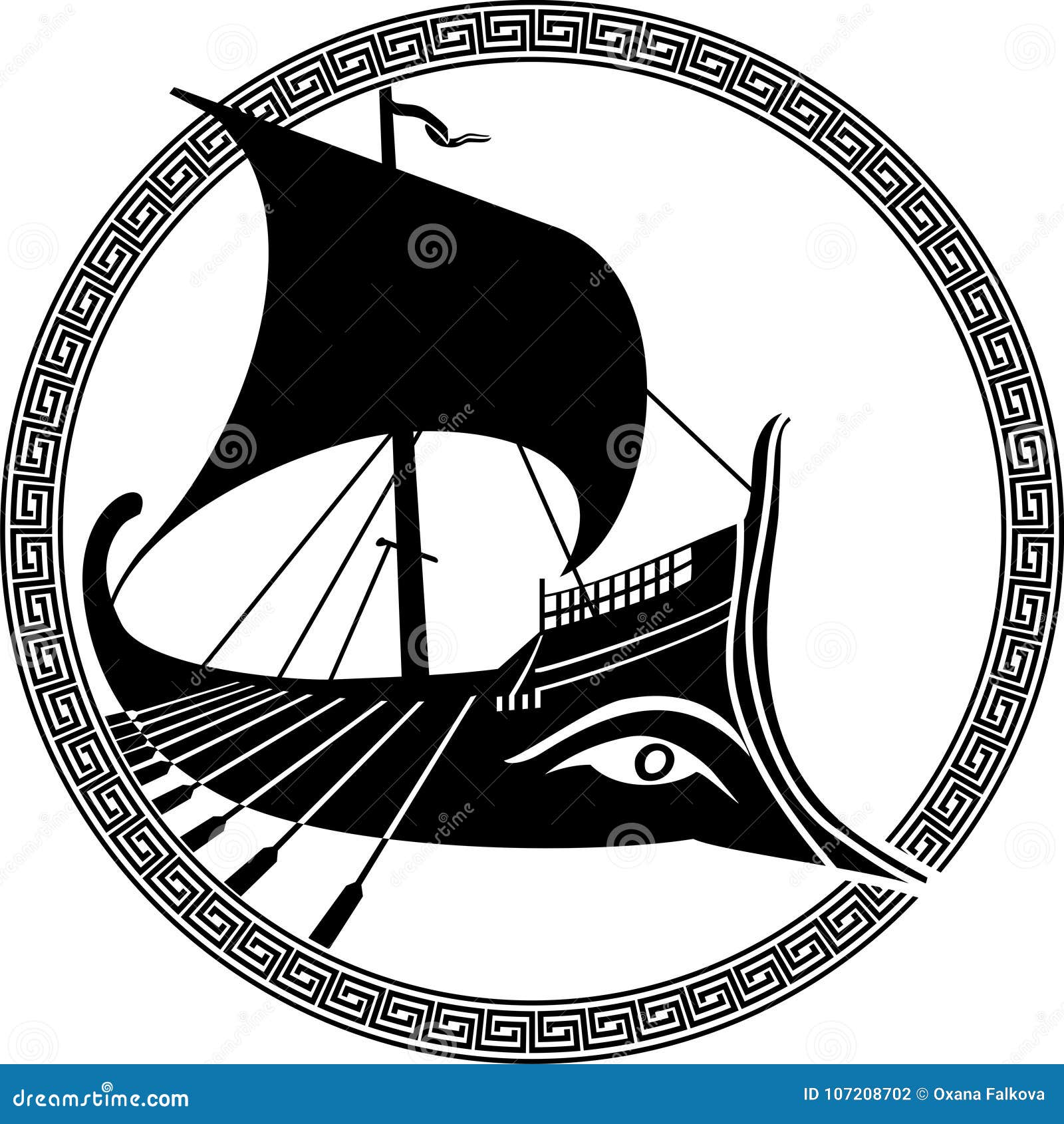 Ancient Greek ship stock vector. Illustration of isolated - 107208702, image size:1600x1690