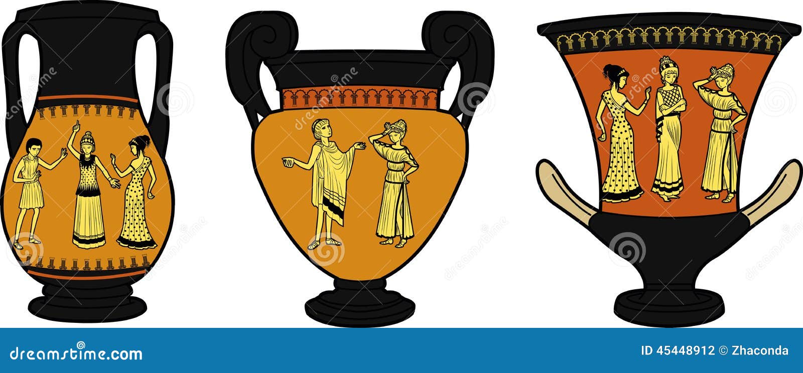 Ancient Greek Utensil Three Vases Stock Vector Illustration of greece