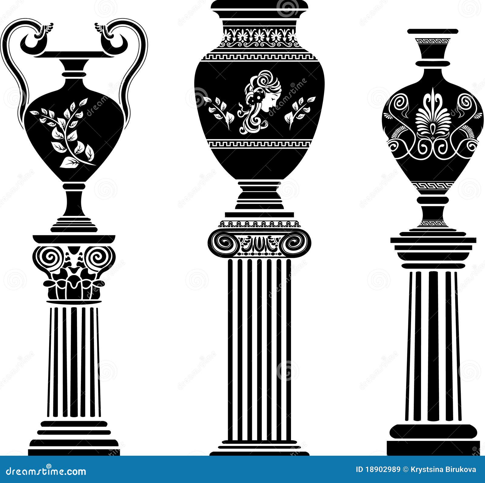 Ancient Greek Vase on Column Stock Vector Illustration of curled