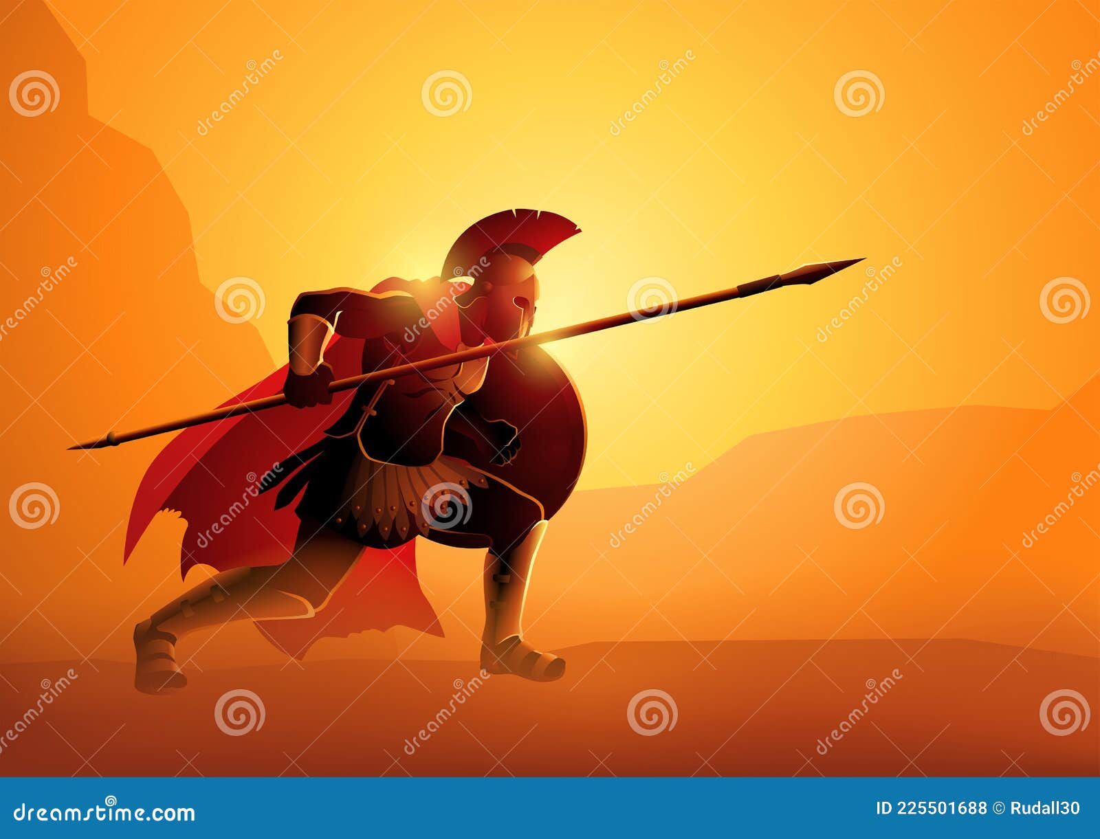 Ancient Greek Warrior in Ready To Fight Position Stock Vector ...