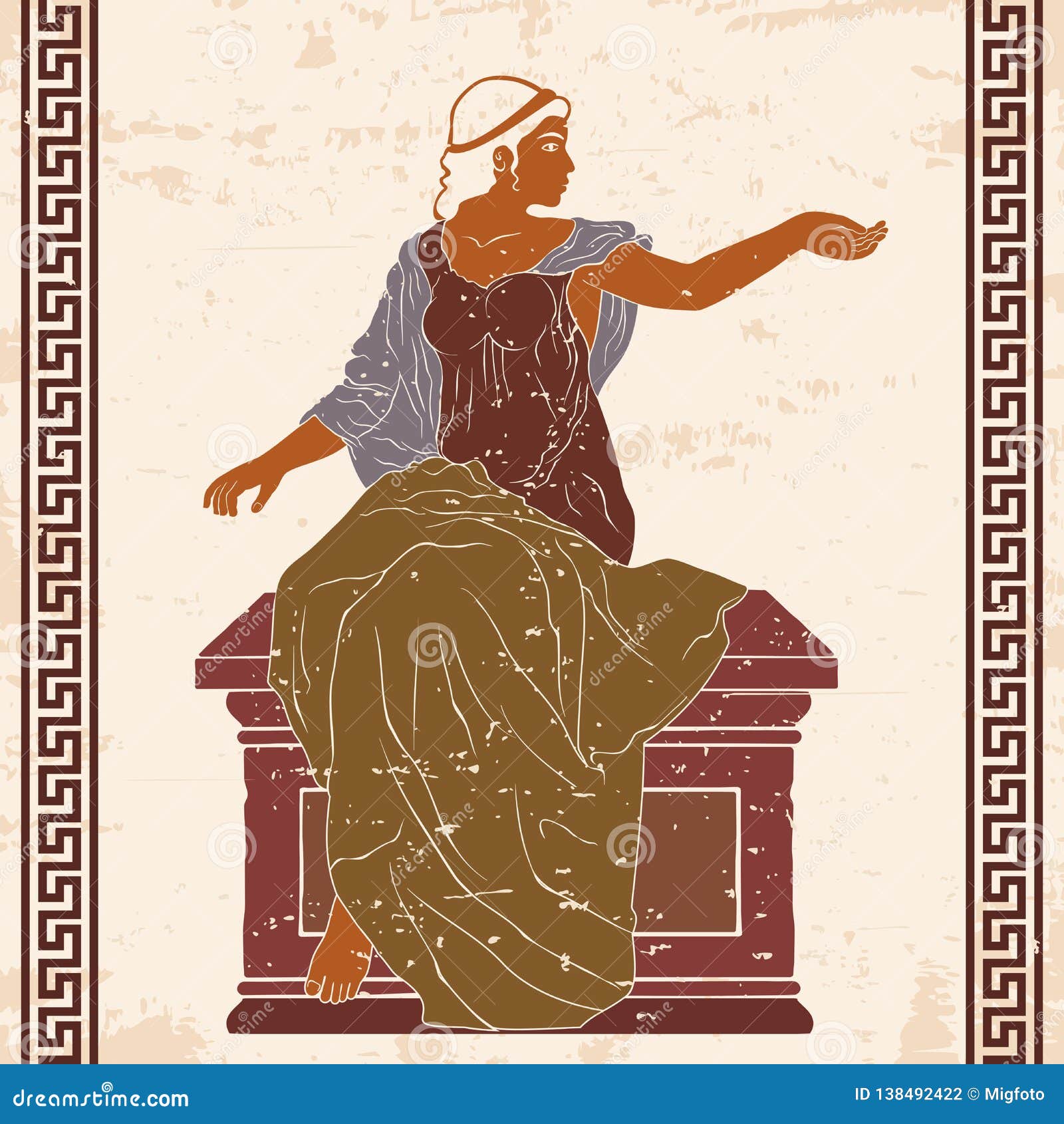 Ancient Greek woman. stock vector. Illustration of cloth - 138492422
