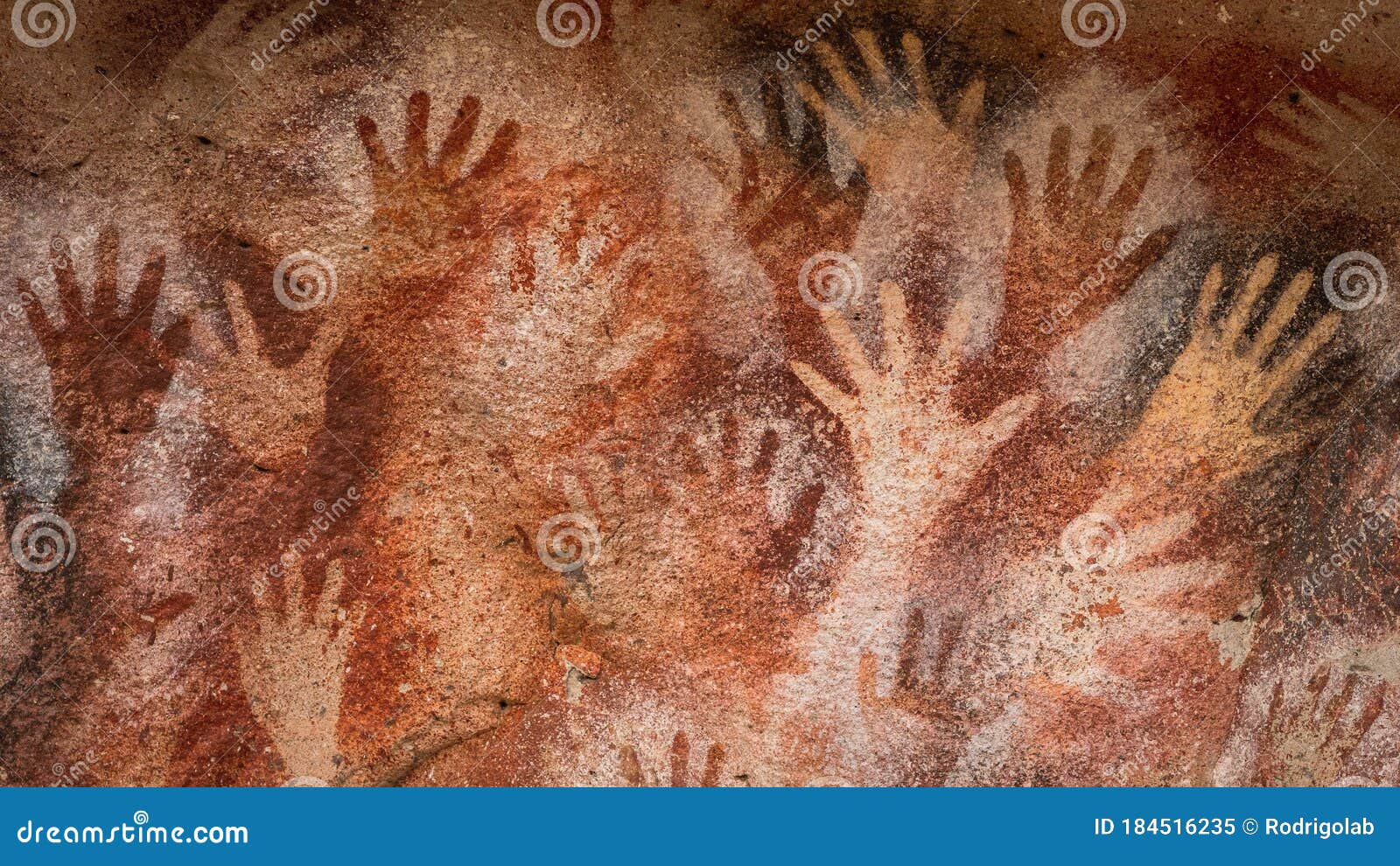 ancient hand paintings at cueva de las manos in santa cruz province, patagonia, argentina