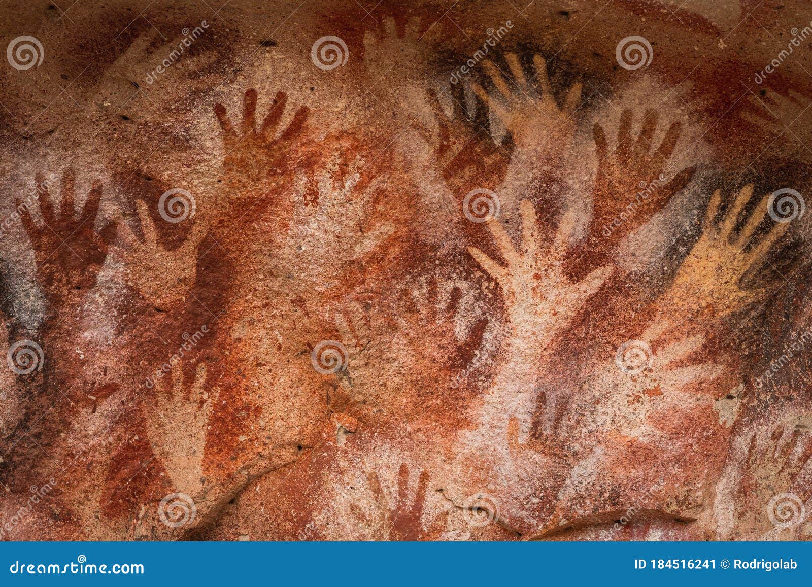 ancient hand paintings at cueva de las manos in santa cruz province, patagonia, argentina