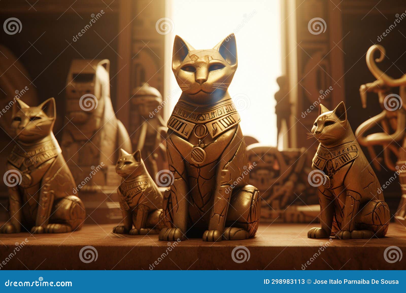 Ancient Hieroglyphs Featuring Sacred Egyptian Cats Stock Image Image
