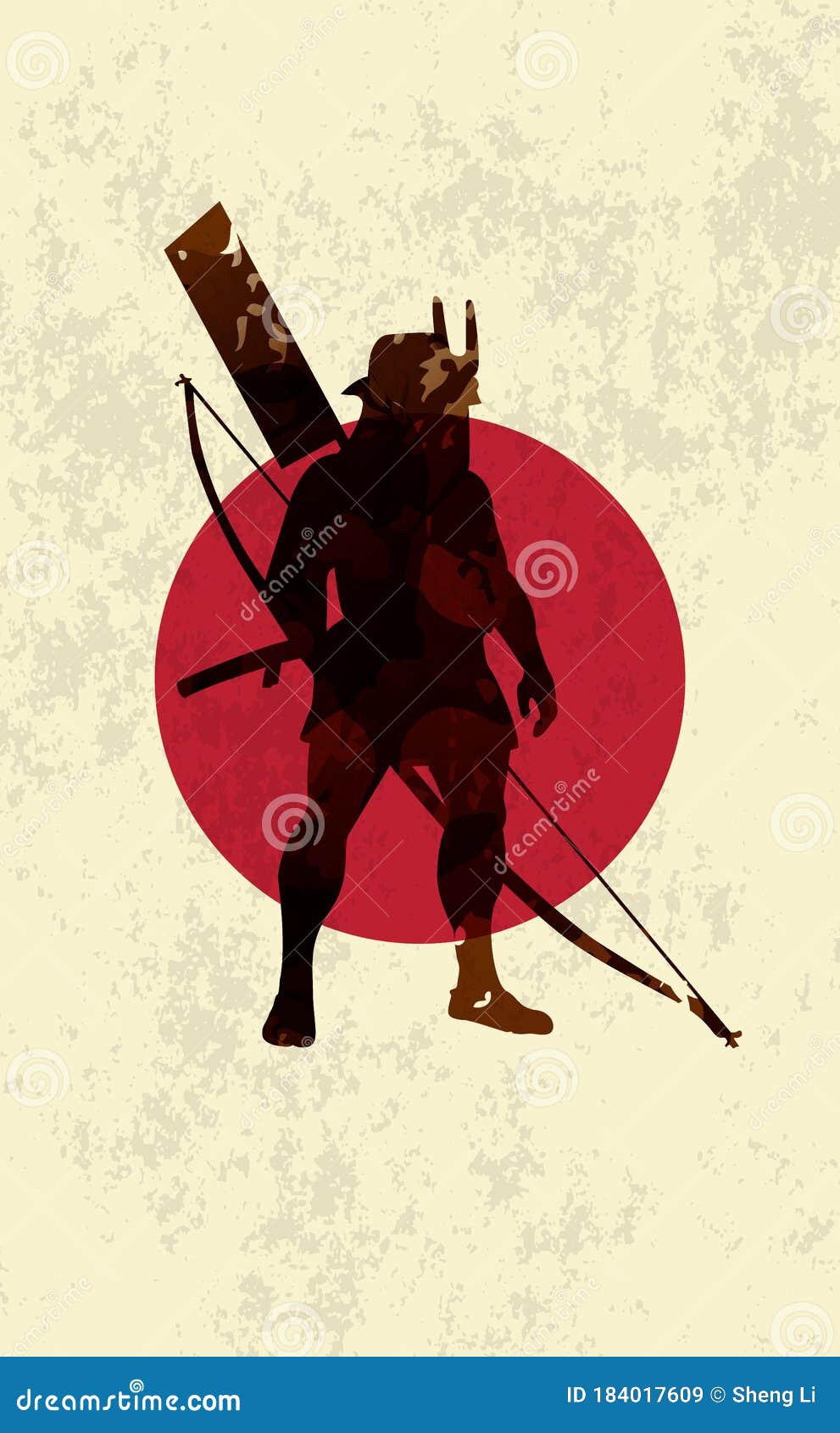 Ancient Japanese Warrior, Samurai, Japanese Soldier,Archer Stock Vector