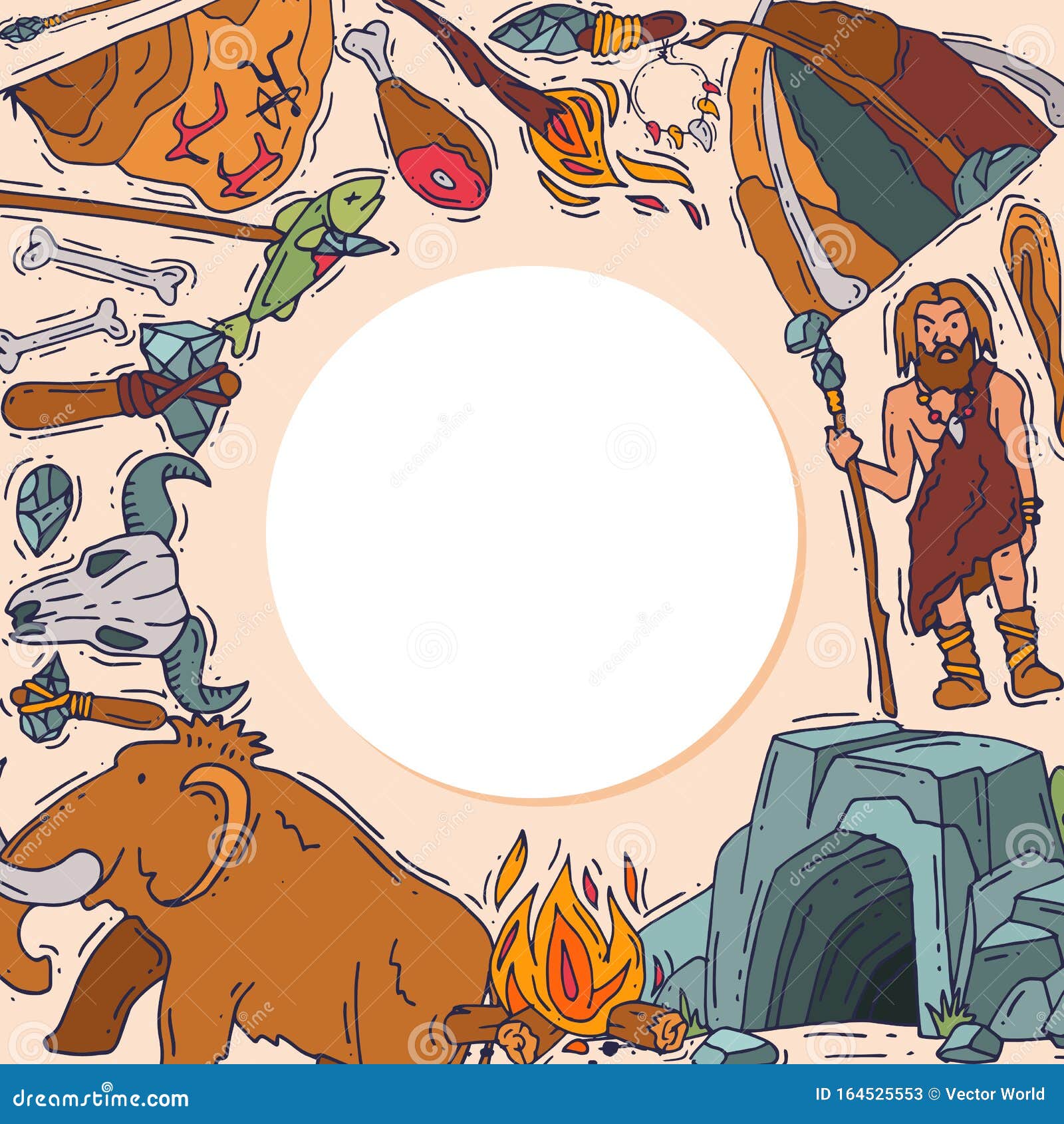 ancient man set, stone age cartoon caveman  . historic primitive dweller, anciently stoneage human