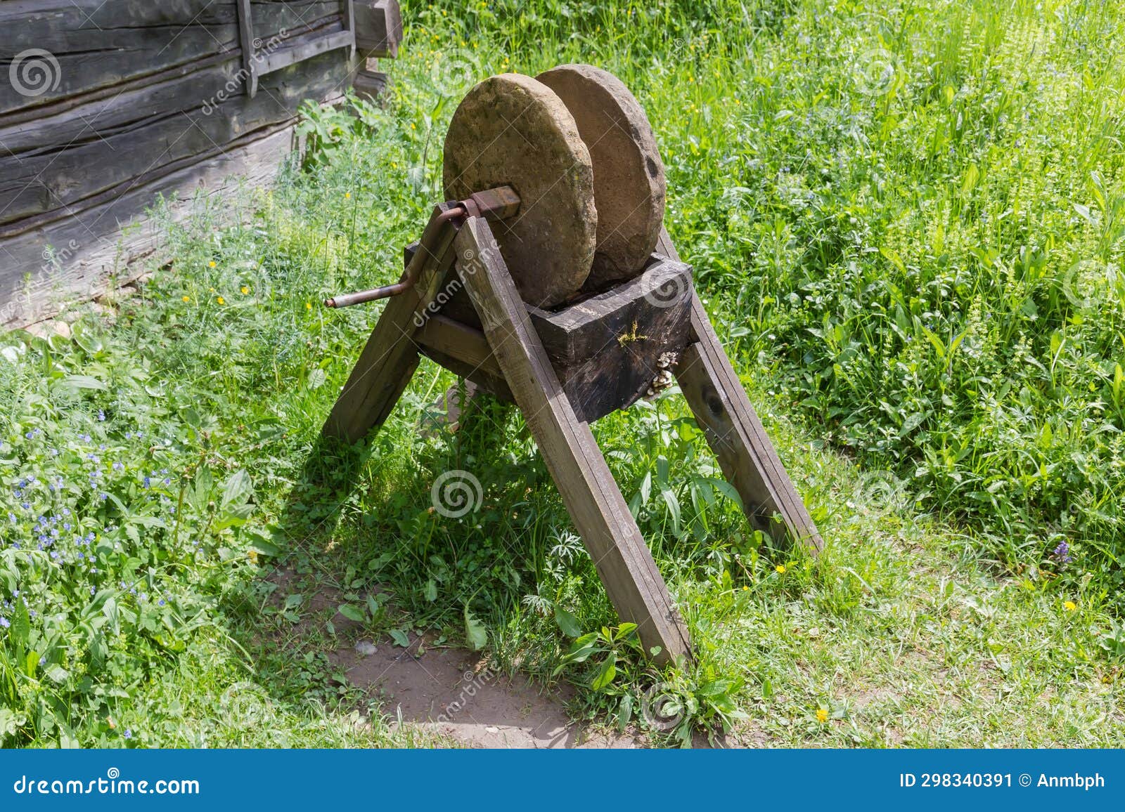 Ancient Manual Mechanical Sharpener with Two Stone Sharpening Wheels Stock Image Image of