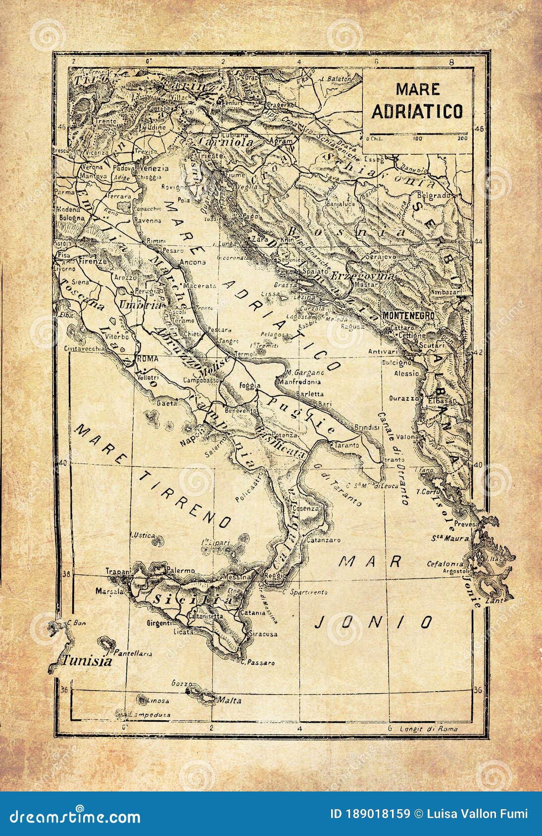 Ancient Map of Adriatic Sea Stock Illustration - Illustration of city