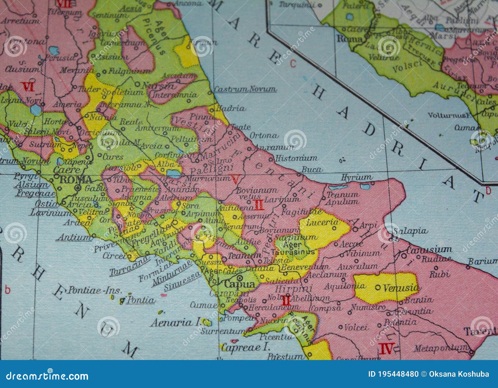 Ancient Map of Italy with Battlefields from the 8th Century BC Stock ...