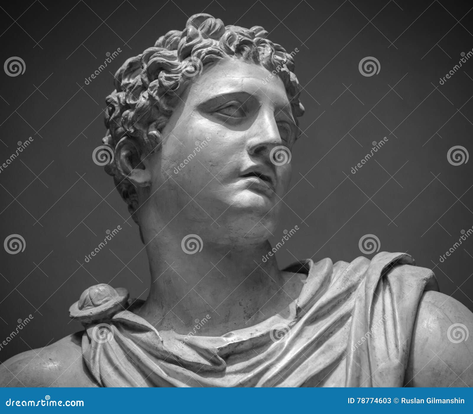 The Ancient Marble Portrait Bust of Meleager Editorial Stock Photo