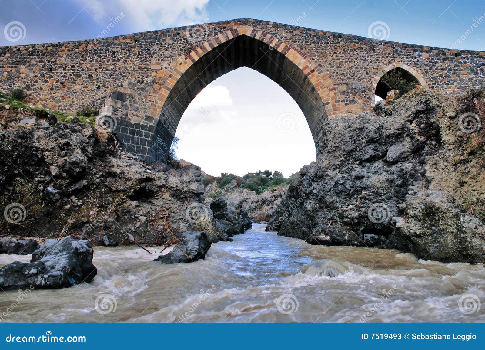 ancient medieval bridge of norman age in sicily