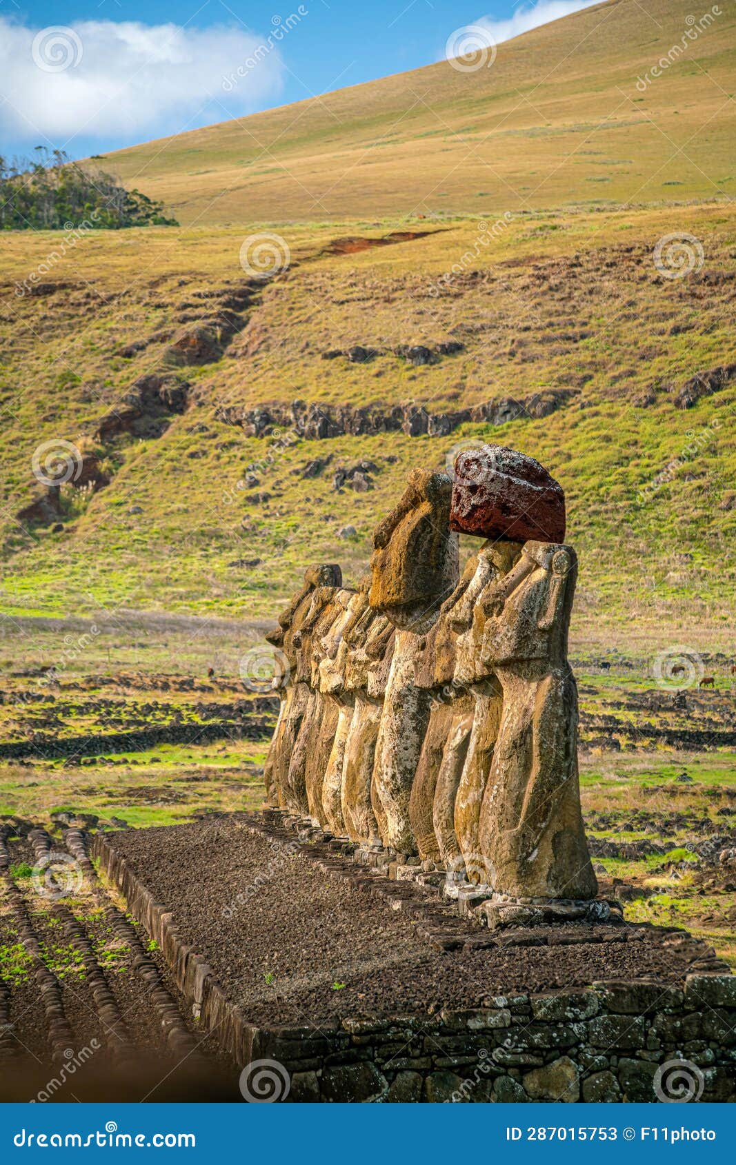 The Ancient Moai on Easter Island of Chile Stock Image Image of rock
