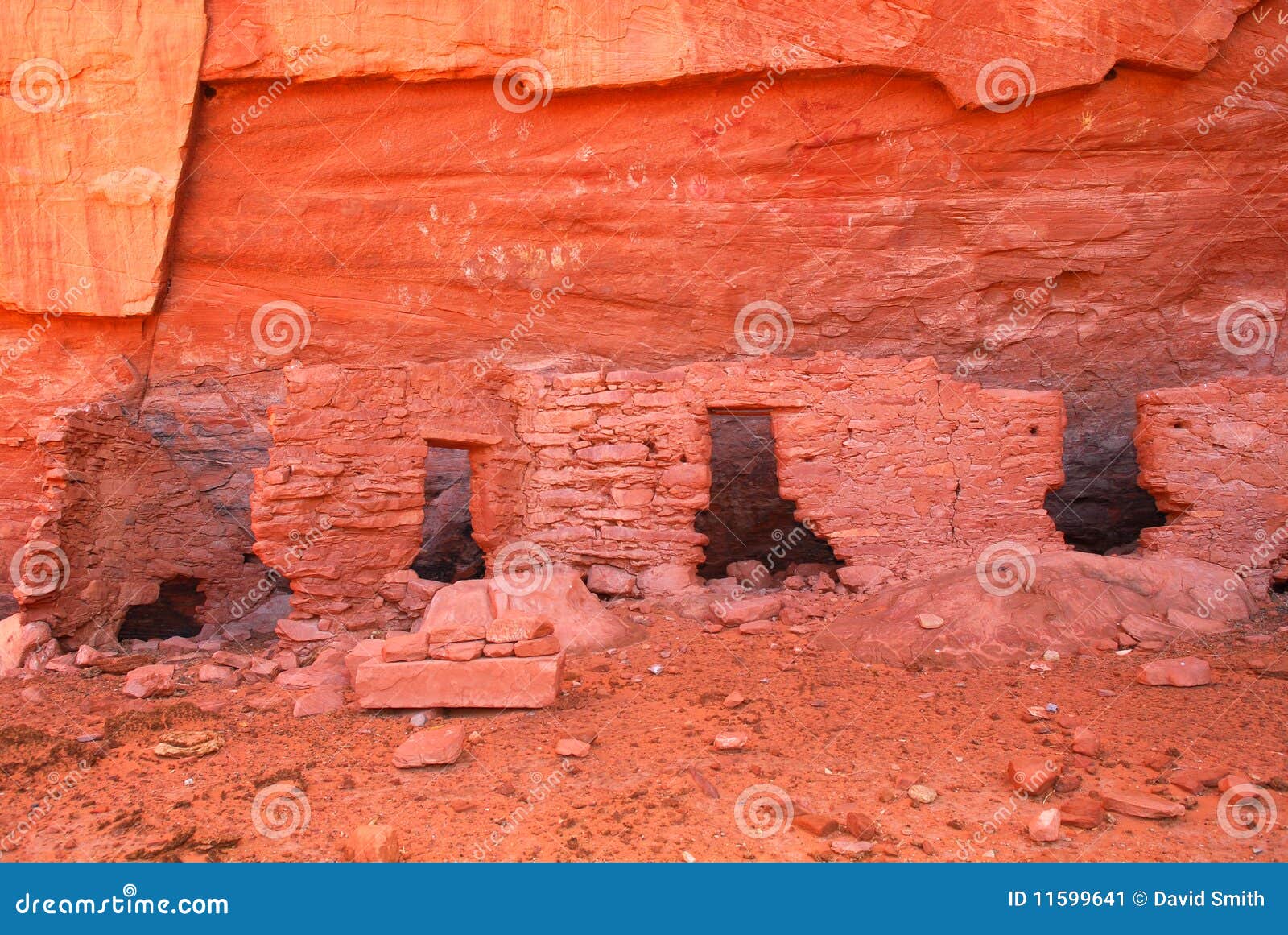 ancient navajo anasazi dwelling with petroglyphs