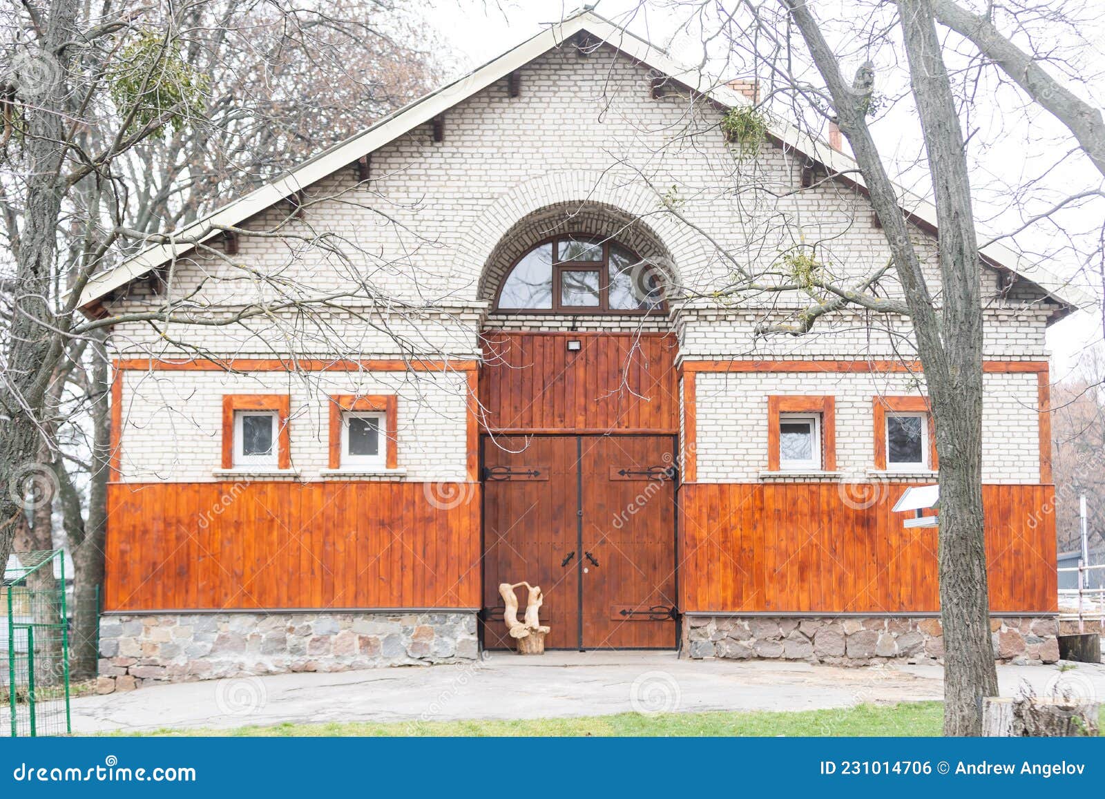 Ancient Old Brickwood House with Small Windows Stock Photo Image of