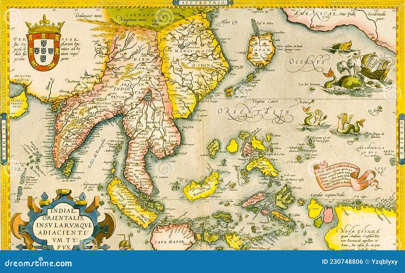 Ancient Old World Nautical Map or Chart for Sea Sailing Stock Photo 