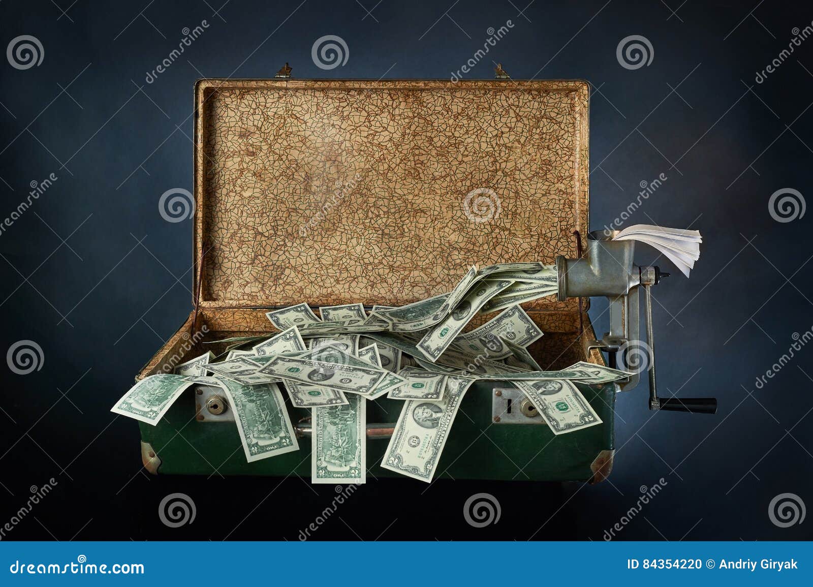 Ancient Old Suitcase Full of Banknotes Stock Photo Image of antique