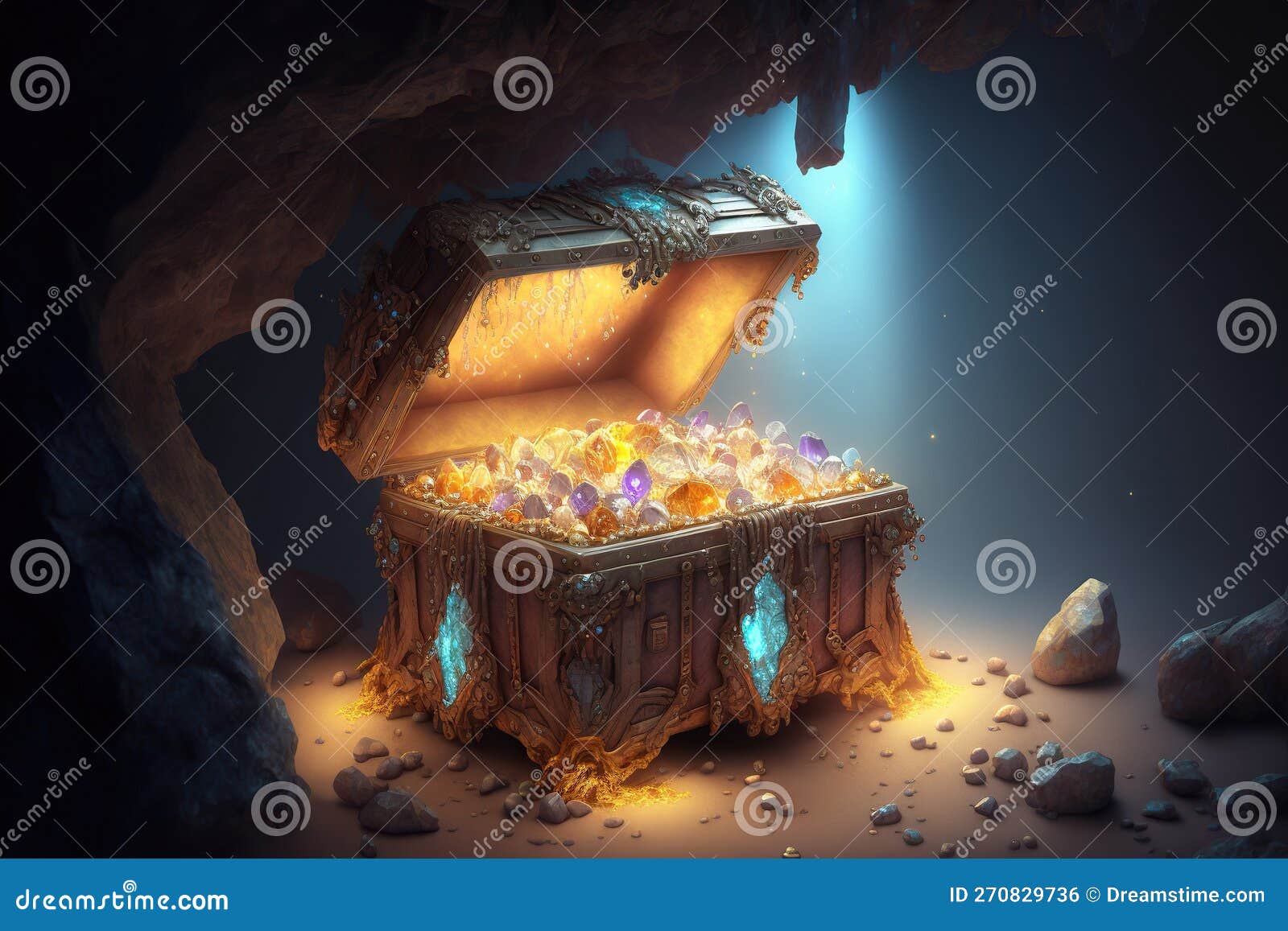 Download Intricate Golden Chest with Glowing Orb Inside PNG Online -  Creative Fabrica