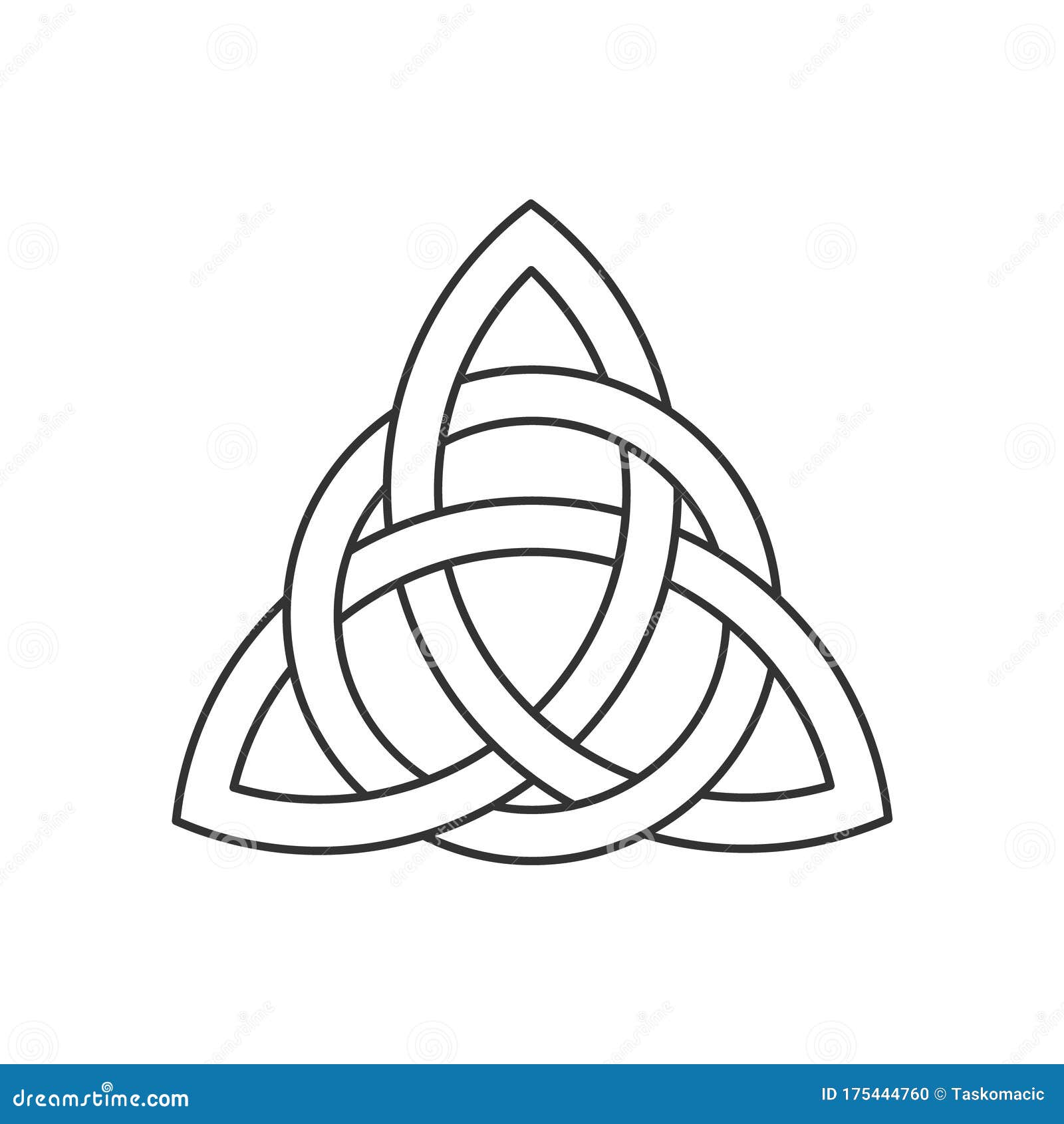 Linear Celtic Trinity Knot. Triquetra Symbol Interlaced with Circle