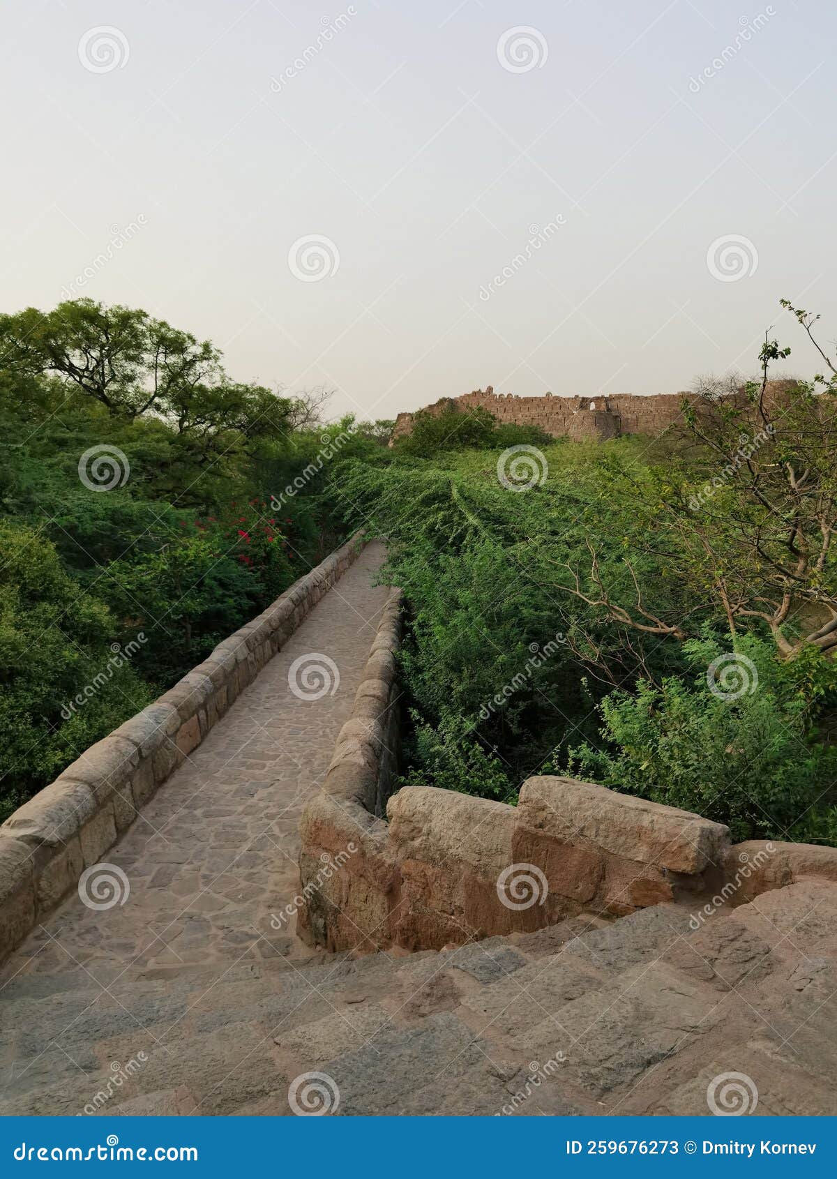 an ancient overpass lengthening from one fort to another