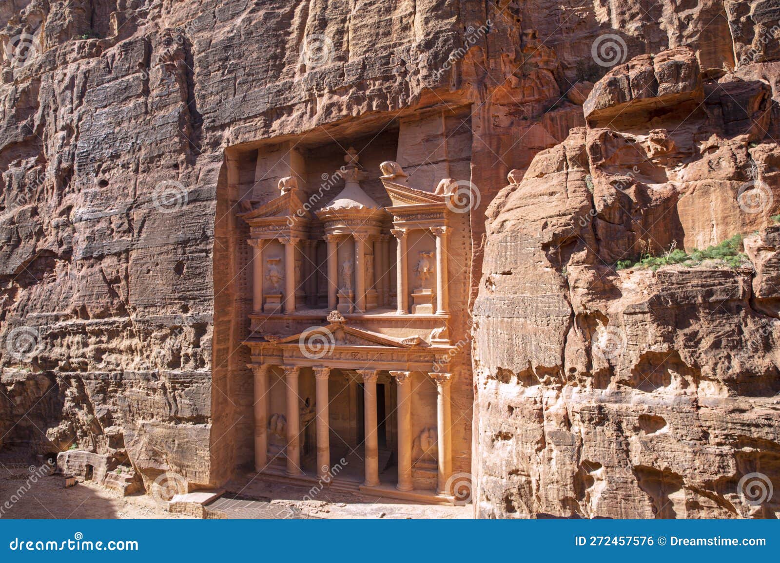 Ancient Petra in Jordan. Al Khazneh (the Treasury) in Historical and