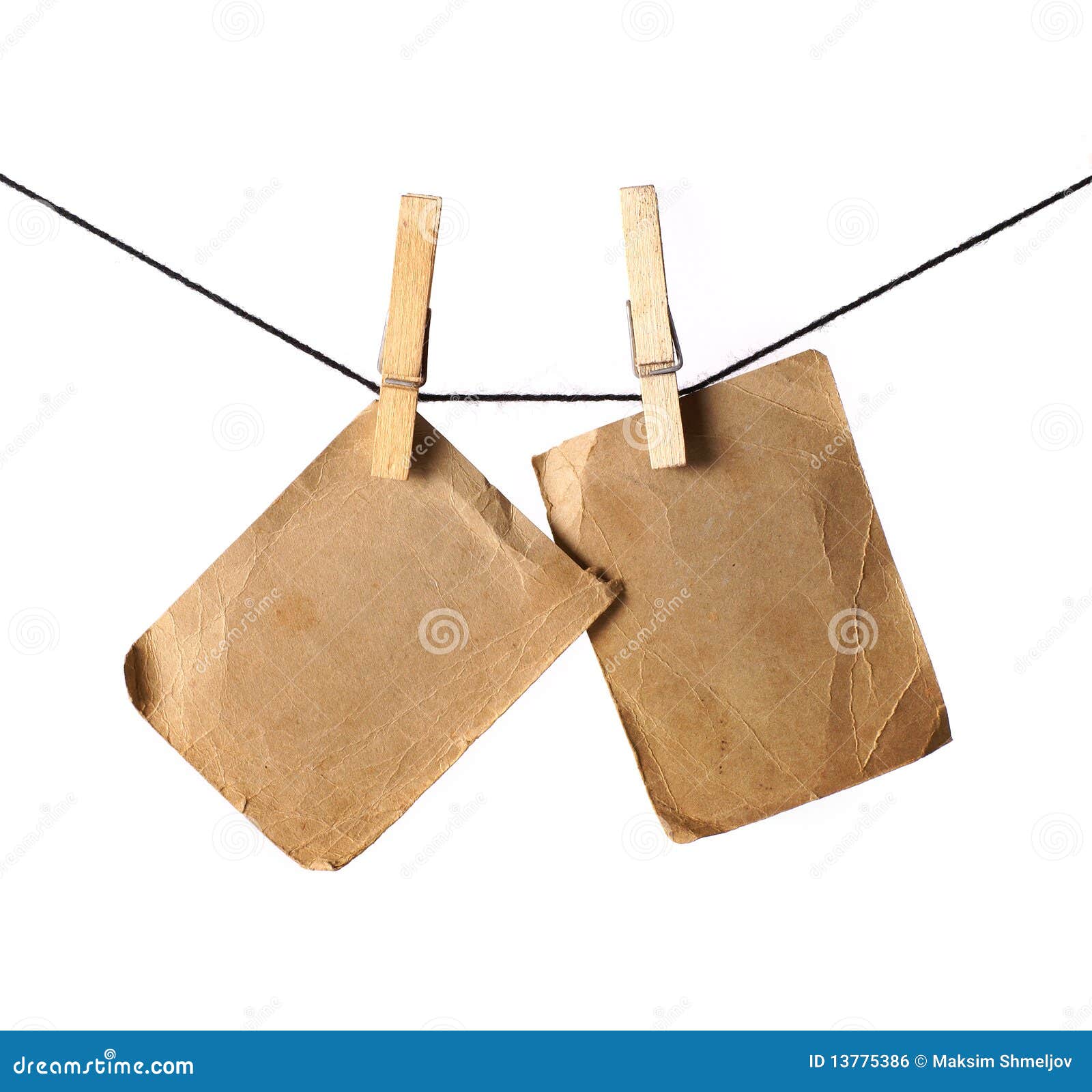 Ancient Photo Paper Hanging on Pins Stock Photo Image of wall, space