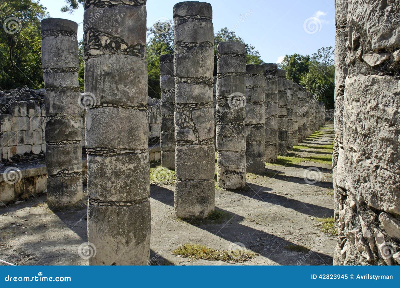 ancient pillars built by the mayas